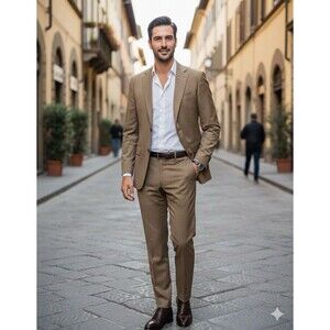 Pronto Uomo Signature Men 2pc Suit 42R 37x29 Zignone Wool Super 100s Made Italy